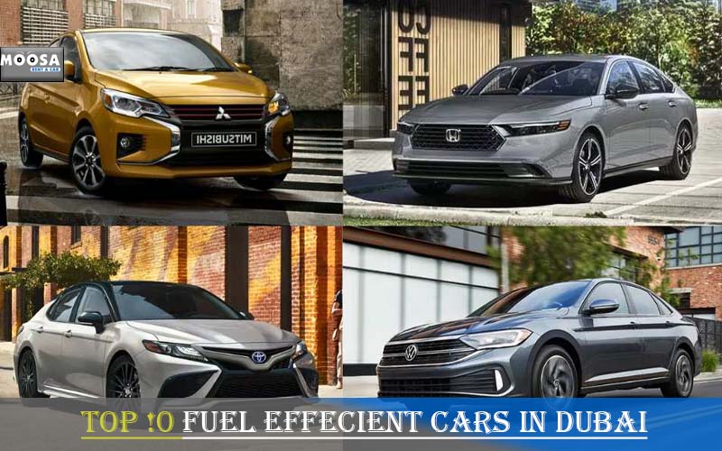 Image showcasing the Top 10 Fuel Efficient Cars in Dubai, featuring popular models known for their fuel economy and suitability for the local driving environment.